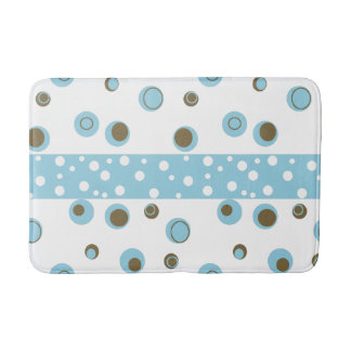 Blue Brown Polka Dots Bathroom Bath Mat