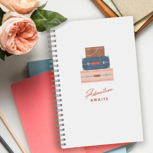 Blue Brown Red Adventure Awaits Spiral Notebook