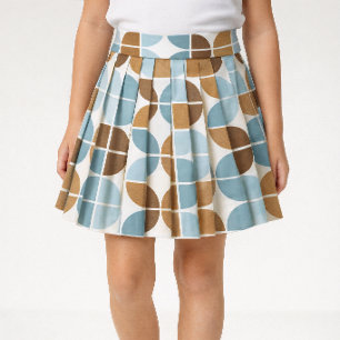 Blue Brown Retro Quarters Pattern Fabric