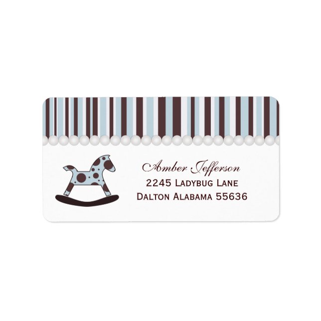 Blue & Brown Rocking Horse Address Labels (Front)
