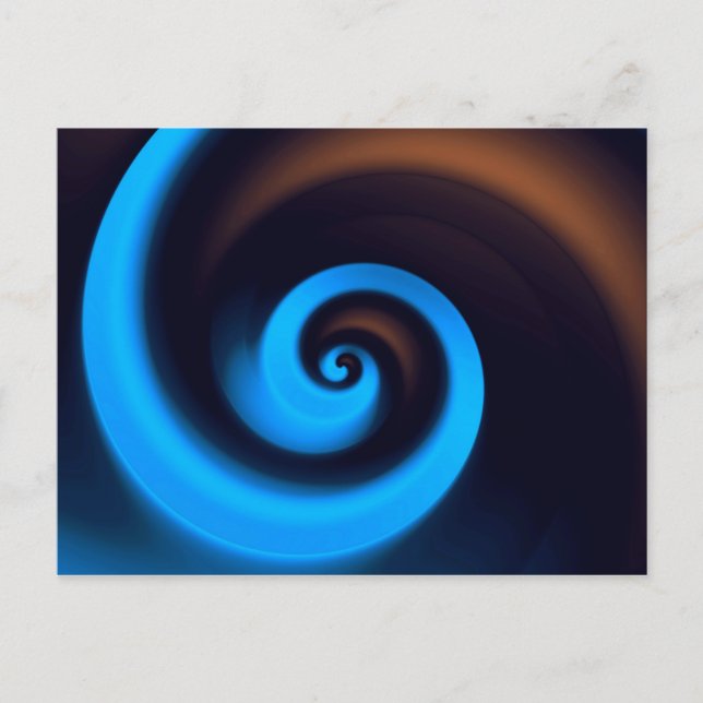Blue Brown Spiral Cute Cool Modern Abstract Art Postcard (Front)
