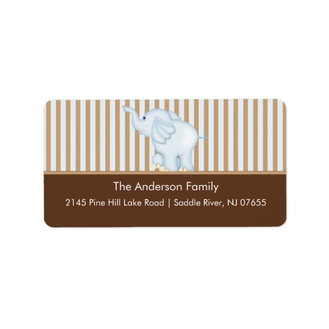 Blue & Brown Sweet Baby Elephant Address Label (Front)