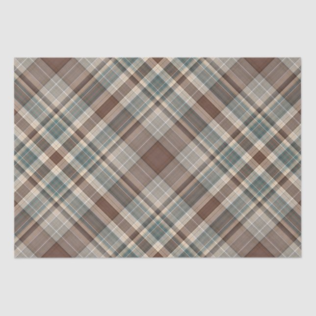 Blue brown tartan check tissue paper (Front)