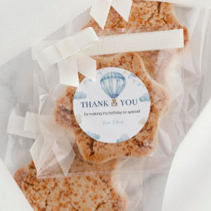 Blue Brown Teddy Bear Birthday Sticker Label Party