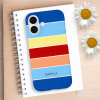 Blue Brown & Yellow Stripes Monogram Case-Mat