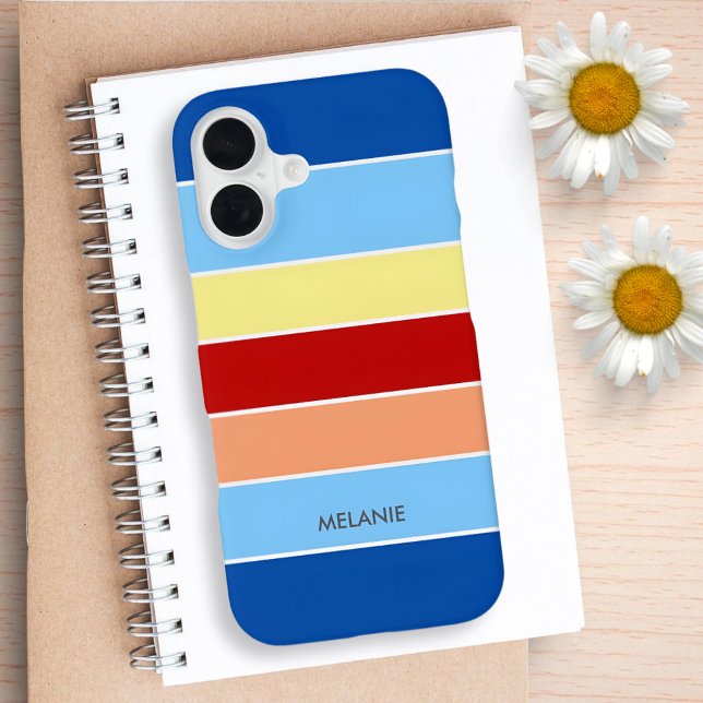Blue Brown & Yellow Stripes Monogram Phone Case (Creator Uploaded)