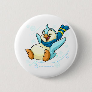 Blue Bruce sliding across ice 6 Cm Round Badge