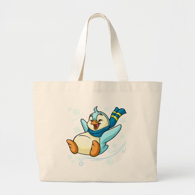 Blue Bruce sliding across ice Large Tote Bag (Front)