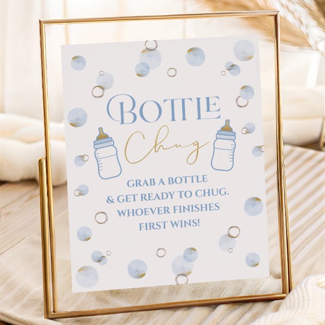 Blue Brunch Bubbly and Baby Shower Bottle Chug Poster (Blue Brunch Bubbly and Baby Shower Bottle Chug Poster)