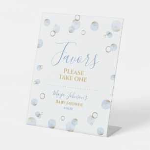 Blue Brunch Bubbly and Baby Shower Favours Pedestal Sign