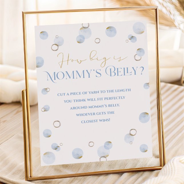 Blue Brunch Bubbly and Baby Shower Mummy's Belly Poster (Blue Brunch Bubbly and Baby Shower Mommy's Belly Poster)