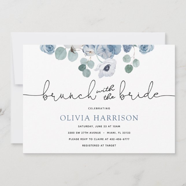 Blue Brunch with the Bride Shower Invitation (Front)