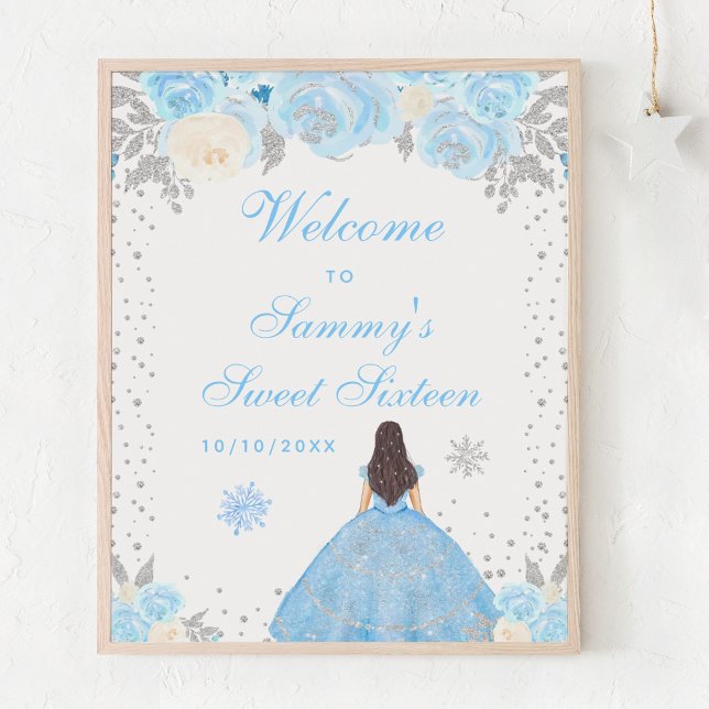 Blue Brunette Hair Girl Sweet Sixteen Welcome Poster (Creator Uploaded)