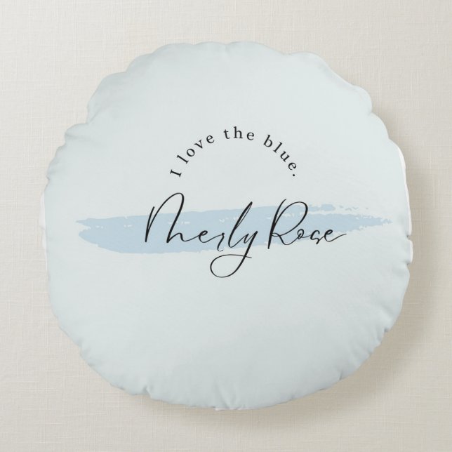 Blue Brush Romance Neily Rose Round Cushion (Front)