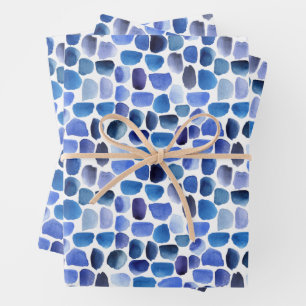 Blue Brush Strokes Wrapping Paper Sheets