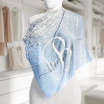 Blue Brushed Metal Silver Glitter Monogram Name Bandana<br><div class="desc">Easily personalise this trendy chic bandanna design featuring pretty silver sparkling glitter on a blue brushed metallic background.</div>