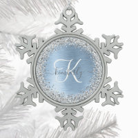 Blue Brushed Metal Silver Glitter Monogram Name