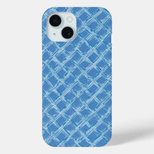 Blue Brushstroke Lattice iPhone 15 Case