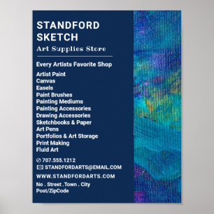 Blue Brushstrokes, Art Supplies Store Poster