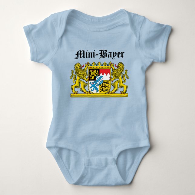 Blue bub tube for Mini Bayer Baby Bodysuit (Front)