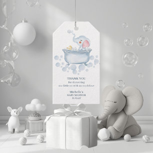 Blue Bubble Bath Animal Baby Shower Gift Tags