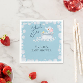 Blue Bubble Bath Animal Baby Shower Napkin