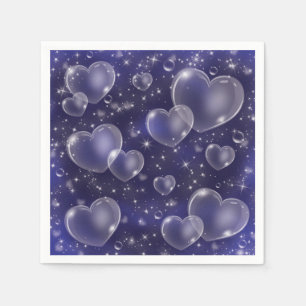 Blue Bubble Hearts Cute Girly 90's Style Napkin