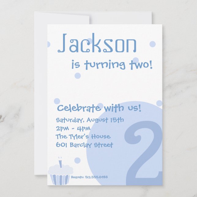 Blue Bubble Invitation, 2nd Birthday Invitation (Front)