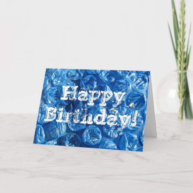 Blue Bubble Texture, Happy Birthday! Card (Front)