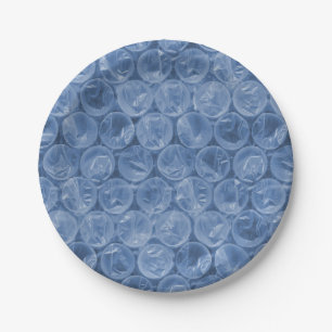 Blue bubble wrap paper plate
