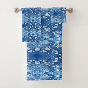 Blue Bubbles Abstract Pattern Bath Towels