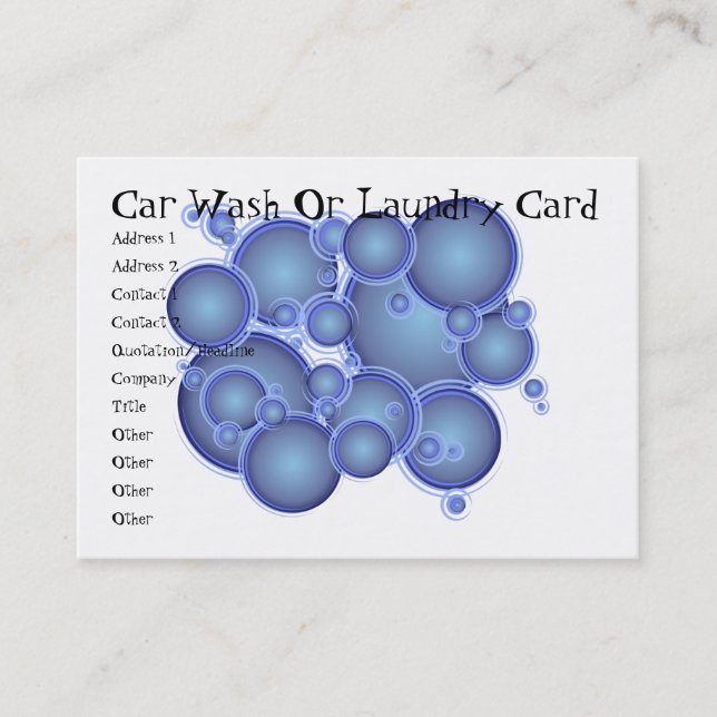 Blue Bubbles Car Wash Or Laundry Card (Front)