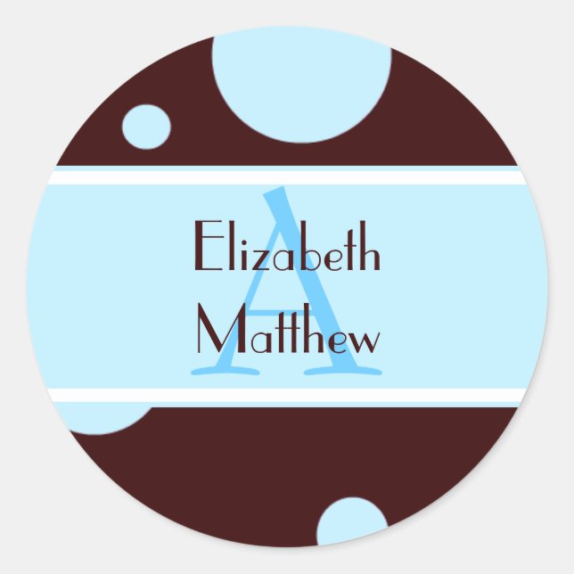 Blue Bubbles Customise Last and First Name Sticker (Front)