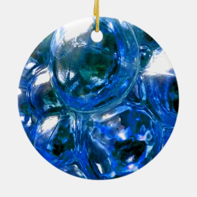 Blue Bubbles Glass Silver Sound Personalise It Ceramic Tree Decoration (Back)