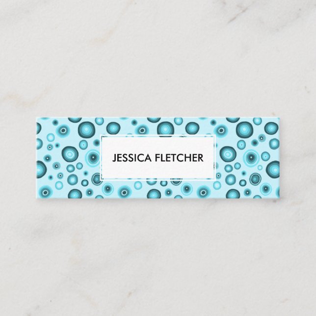Blue Bubbles Minimalist Cool Circles Pattern Mini Business Card (Front)