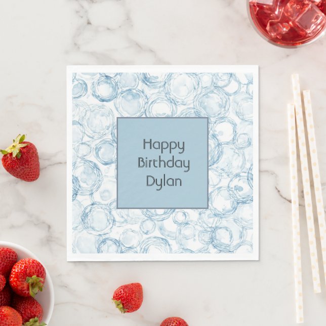 Blue Bubbles River Birthday   Napkin (Insitu)