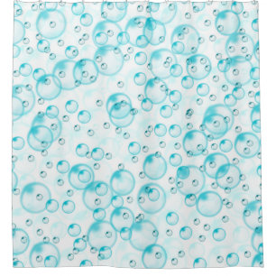 blue bubbles shower curtain