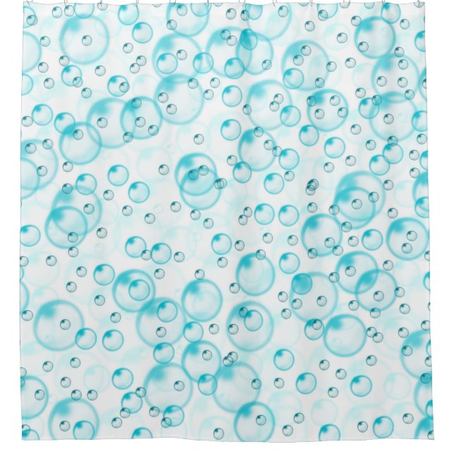 blue bubbles shower curtain (Front)