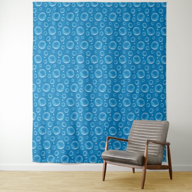 Blue Bubbles Tapestry (In Situ)