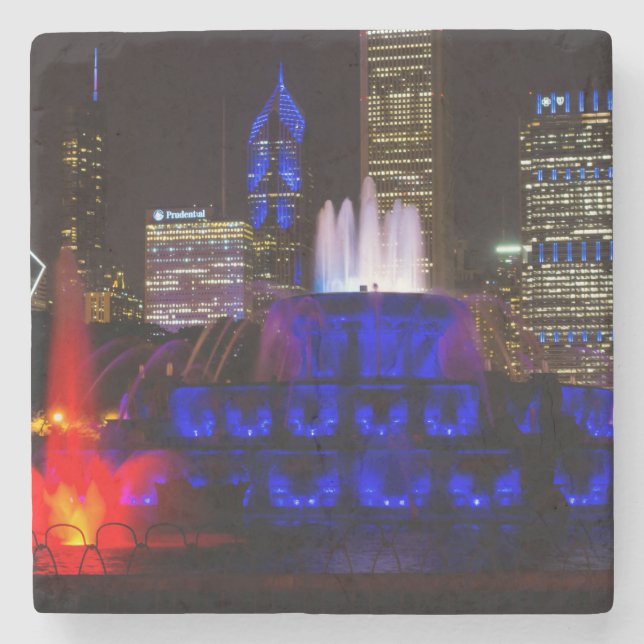 Blue Buckingham Fountain Stone Coaster (Front)