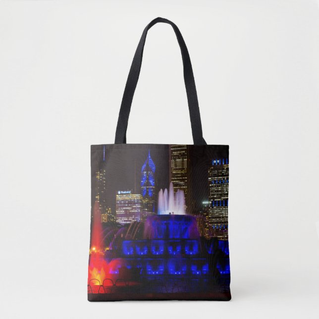 Blue Buckingham Fountain Tote Bag (Front)
