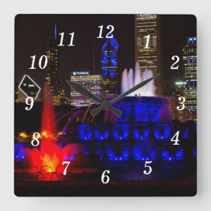 Blue Buckingham Fountain Wall Clock