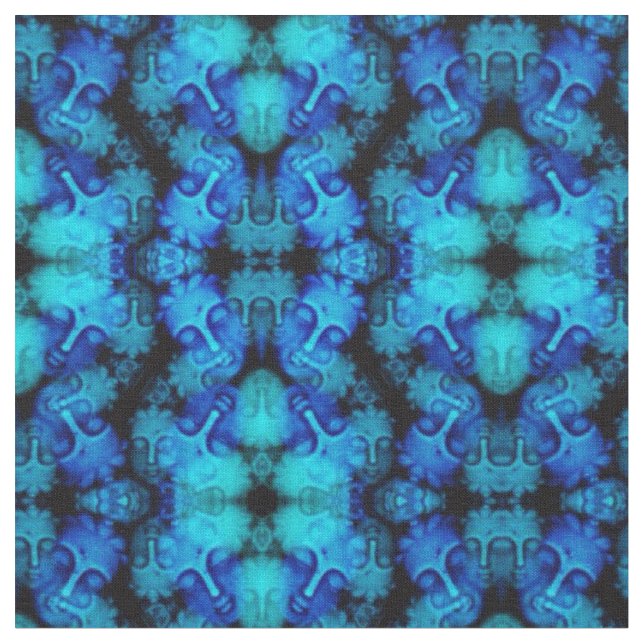 Blue Buddha Kaleidoscope Fabric (Close Up)