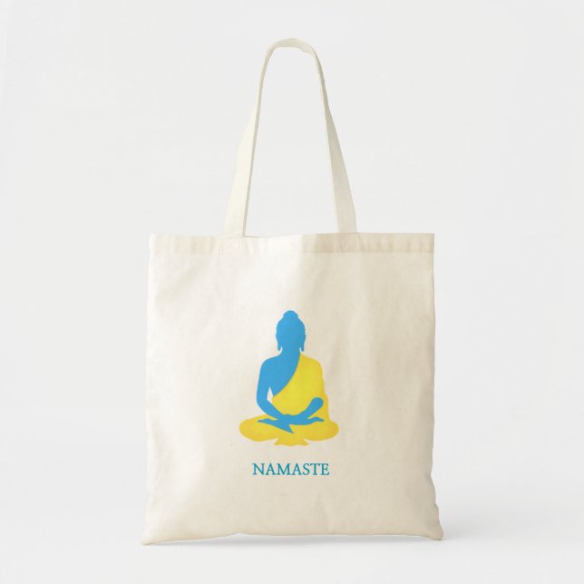 Blue buddha namaste tote bag (Front)