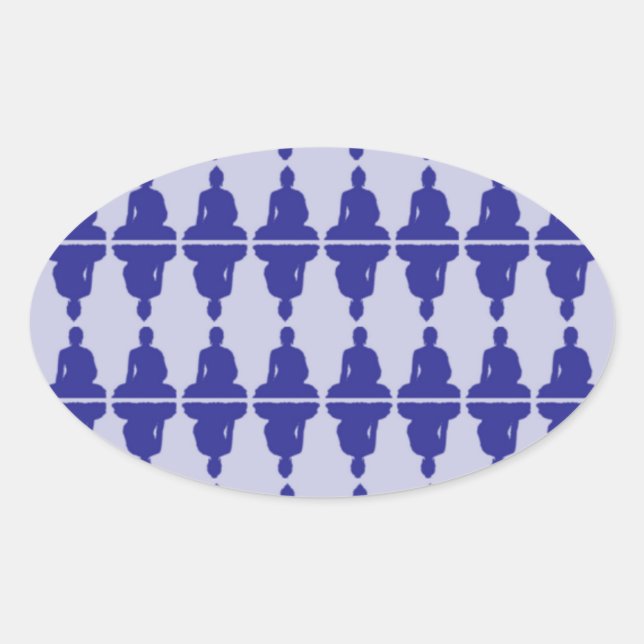 Blue Buddha Oval Sticker (Front)