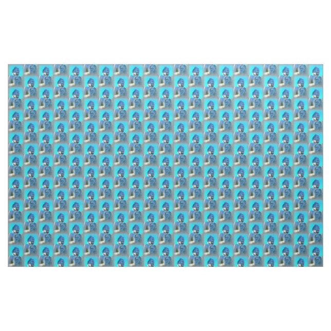 blue buddha pattern fabric (Yard)