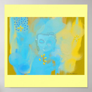 blue buddha poster
