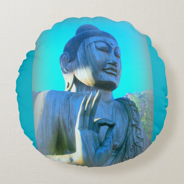 blue buddha round cushion (Front)