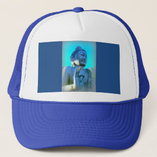 blue buddha trucker hat