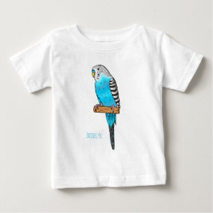 Blue budgerigar bird cartoon illustration  baby T-Shirt